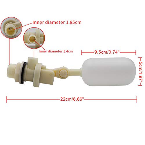 Válvula de flotador de agua con brazo ajustable, válvula de bola de flotador con apagado automático 1,9 cm (3/4") NPT (1 unidad)