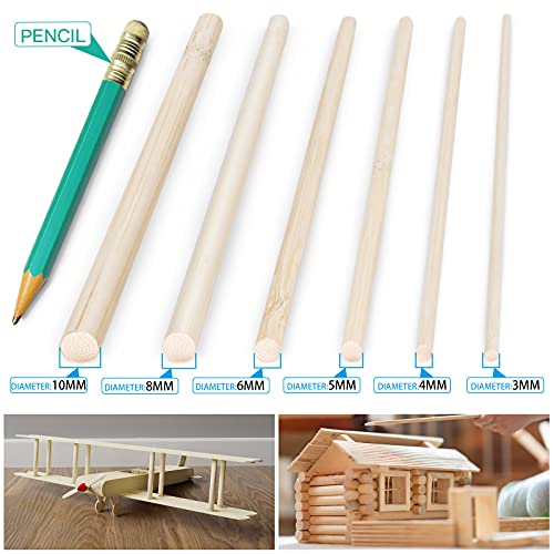 Varillas de bambú para manualidades, 30 cm / 11,8 pulgadas para proyectos de manualidades, varillas largas de madera para bricolaje, 55 piezas de varillas de bambú de alta calidad (6mm/0.24inch)