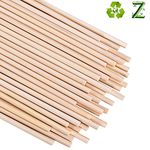 Varillas de bambú para manualidades, 30 cm / 11,8 pulgadas para proyectos de manualidades, varillas largas de madera para bricolaje, 55 piezas de varillas de bambú de alta calidad (6mm/0.24inch)