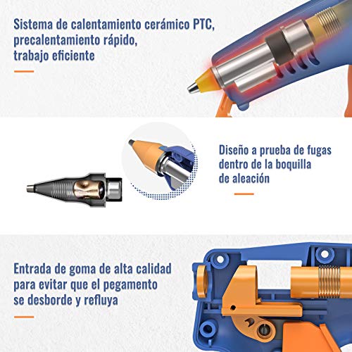 Vastar 60W Pistola Silicona Caliente Adecuada para Pequeñas Manualidades,75 Barras de Silicona,Pistola Silicona Rápida el Hogar y la Escuela