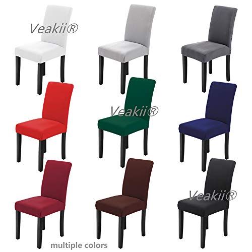Veakii R Fundas para sillas Pack de 4 Fundas sillas Comedor, Lavable Comedor Asiento Cubre para el Comedor casero Modern Bouquet de la Boda, Hotel, Decor Restaurante（Negro）