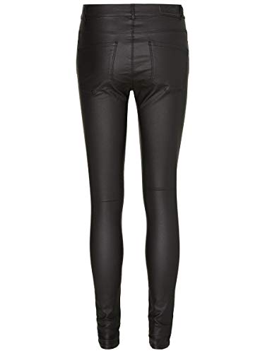 Vero Moda Vmseven Nw Ss Smooth Coated Pants Noos Pantalones para Mujer, Negro (Black Detail/Coated), 38 /L30 (Talla del fabricante: Medium)