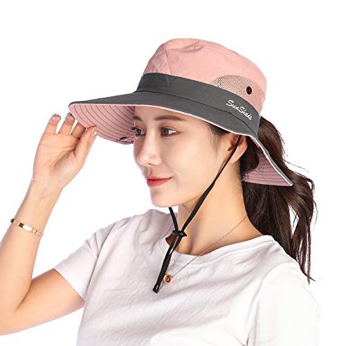 VICSPORT Sombrero de Sol para Mujer Gorro de ala Ancha de Malla Sombreros de Pesca al Aire Libre Protección UV