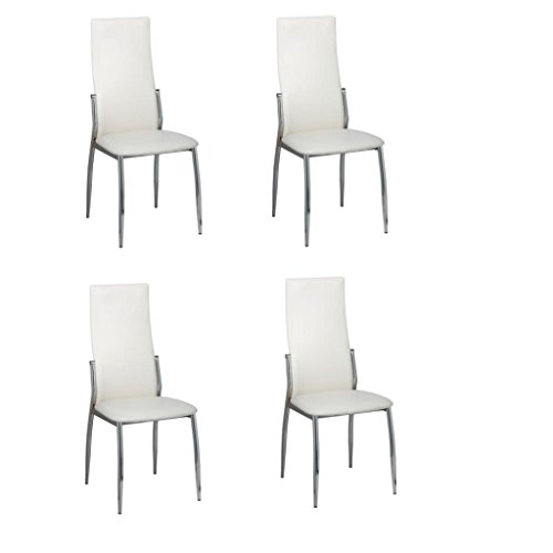 vidaXL 4 sillas de Comedor Cromo de Cuero Blanco