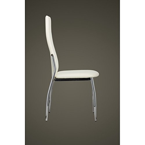 vidaXL 4 sillas de Comedor Cromo de Cuero Blanco