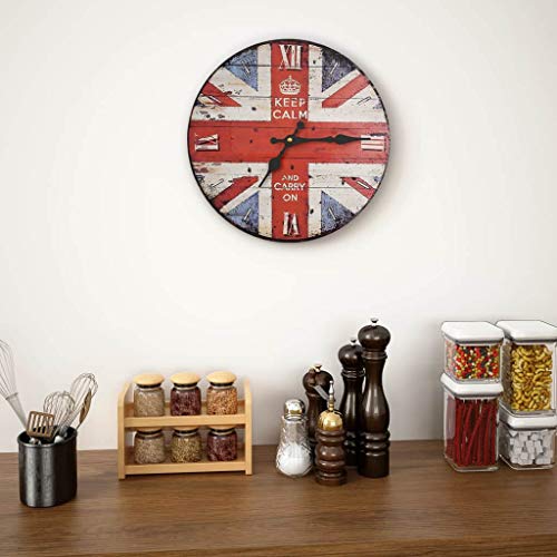 vidaXL Reloj de Pared de Estilo Vintage Retro Redondo Londres Bandera Inglesa UK