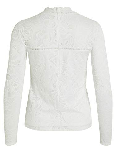 Vila Clothes Vistasia L/s Lace Top-Noos Camisa Manga Larga, Blanco (Cloud Dancer Cloud Dancer), 38 (Talla del Fabricante: Medium) para Mujer