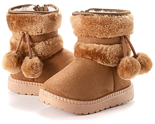Vorgelen Botas de Nieve para Niños Invierno Felpa Botines Calentar Botas de Nieve Bebés Antideslizantes Zapatos Botas (152 Marrón - 22 EU = Etiqueta 23)