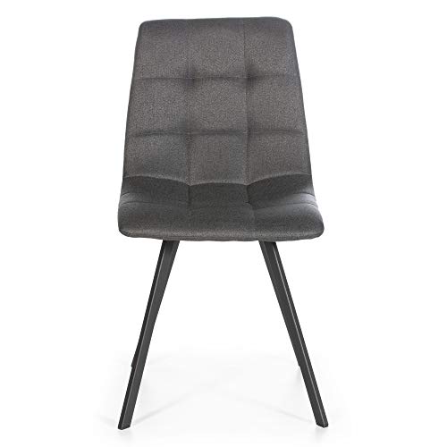 VS Venta-stock Set de 2 sillas Comedor Mila tapizadas Gris Oscuro, certificada por la SGS, 58 cm (Ancho) x 45 cm (Profundo) x 90 cm (Alto)