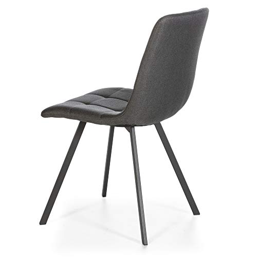 VS Venta-stock Set de 4 sillas Comedor Mila tapizadas Gris Oscuro, certificada por la SGS, 58 cm (Ancho) x 45 cm (Profundo) x 90 cm (Alto)