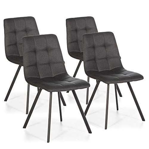 VS Venta-stock Set de 4 sillas Comedor Mila tapizadas Gris Oscuro, certificada por la SGS, 58 cm (Ancho) x 45 cm (Profundo) x 90 cm (Alto)