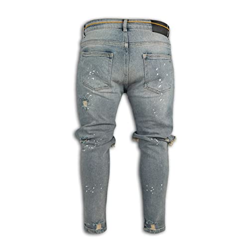 WAEKQIANG Pantalones con Pies Rasgados Entallados para Hombre Pantalones Vaqueros Ajustados De Tiro Medio para Hombres Nuevos