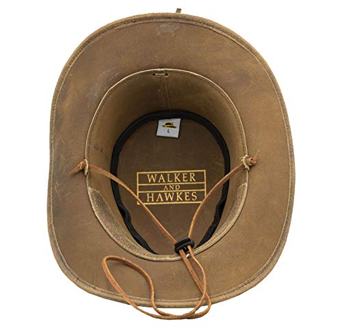 Walker and Hawkes Antique - Sombrero de Vaquero de Estilo clásico - Cuero Vacuno - Marrón Claro - S (57cm)