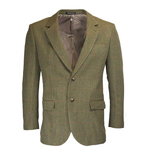 Walker and Hawkes Windsor - Blazer de Tweed para Hombre - Chaqueta de Estilo clásico inglés - Salvia Oscuro - EU 52 (UK 42)