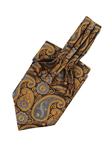 WANYING Hombres Retro Ascot Corbatas Jacquard Tejido Corbatas Bufanda Elegante Clásico para Caballero - Paisley Oro