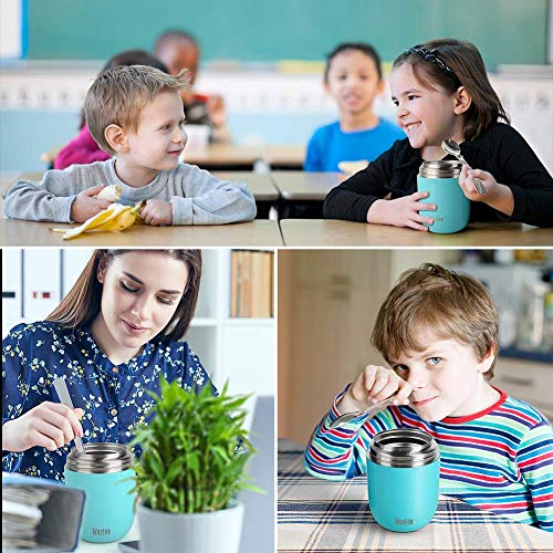 WayEee Termo para Comida 450 ml Taza Aislada de Acero Inoxidable para Alimentos Bebida Sopa Termo Térmico para Sólido y Líquido para Bebe Niños y Adultos Regalo para niños (Azul)