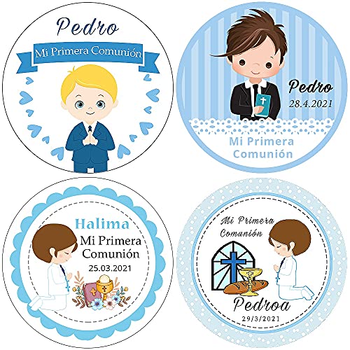 weiyou Pegatinas Comunion Personalizadas Nino,Pegatinas Personalizadas Logo,Holy Communion Stickers,Holy Communion Decorations,Communion Stickers Baby Shower (D,7cm-96pcs)