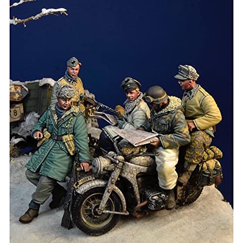 weizhang 1/35 WWII Regimiento de Caballería Húngaro Modelo de Soldado de Resina (5 Personas, sin Motocicleta) Kit en Miniatura de fundición a presión sin Pintar y autoensamblado-K7A481