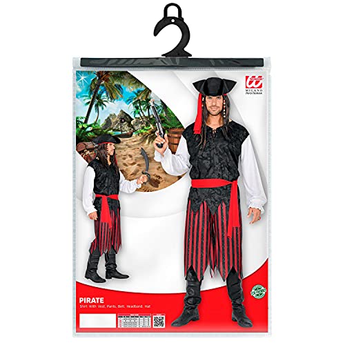 WIDMANN Widmann-53132 Disfraz Caribe, camisa con chaleco, pantalones, cinturón, cinta para la cabeza, sombrero, pirata, fiesta temática, carnaval, multicolor, medium (53132)