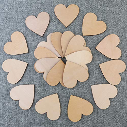WINOMO 50pcs 6cm discos de corazones de madera blancos para manualidades de decoración accesorios de navidad