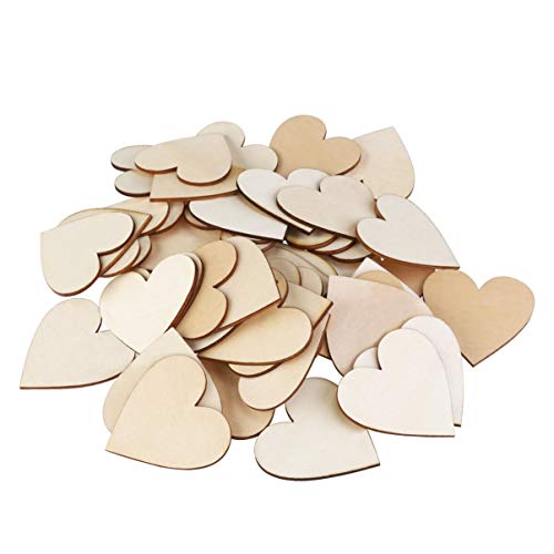 WINOMO 50pcs 6cm discos de corazones de madera blancos para manualidades de decoración accesorios de navidad