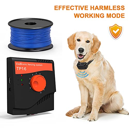 Wodondog Valla Invisible y Collares Antifuga para Perros Cerca Eléctrica para Perros, Sistema de Valla para Mascotas, con Cable de 300 Meter, Recargable e Impermeable