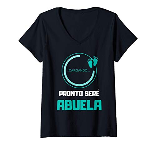 Womens Camiseta para Baby Shower para Abuela de Niño Nieto Varon Camiseta Mujer Cuello V