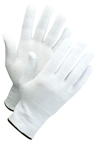 WORKSAFE Guantes de trabajo de algodón con puntos, talla 6 – 720 – 12 pares, color blanco