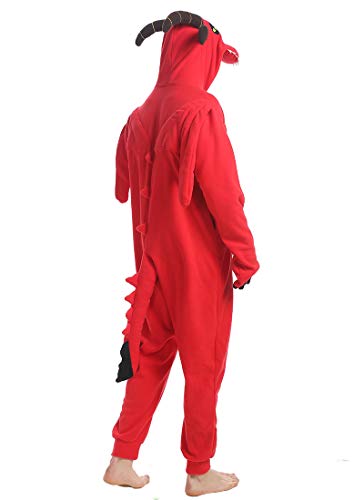 wotogold Pijama de Dragón Animal Trajes de Cosplay Adultos Unisex (L, Rojo Amarillo)