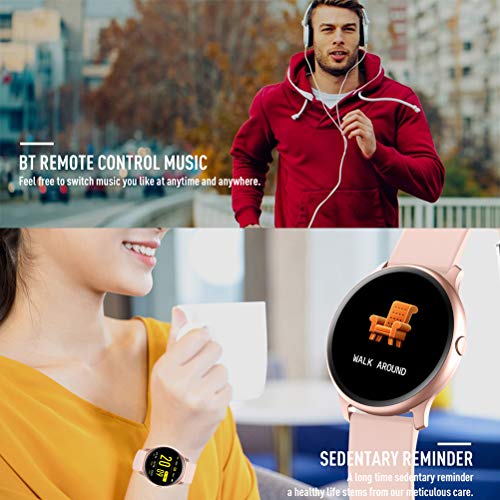 WY-H Pulsera Inteligente Redonda Reloj Inteligente Impermeable para Hombres y Mujeres Rastreador de Actividad, podómetro para monitorizar la presión Arterial del Ritmo cardíaco, para iOS y Android