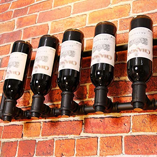 WYKDL Serie de Pared 5 Botella Montado en la Pared Estante para vinos Satin Black Elegante y Moderno Almacenamiento de Vino con Etiqueta Diseño Delantero Estante para vinos Montado en la Pared