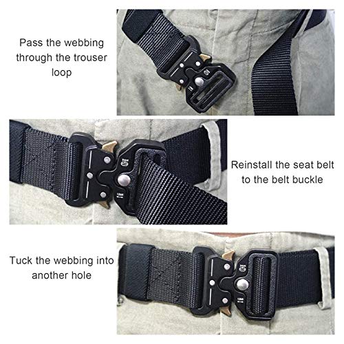 XINGGANG Cinturón táctico para hombres, cinturón de alto rendimiento de 1.5 pulgadas, nylon estilo militar, hebilla de metal, liberación rápida, bolsa táctica y gancho
