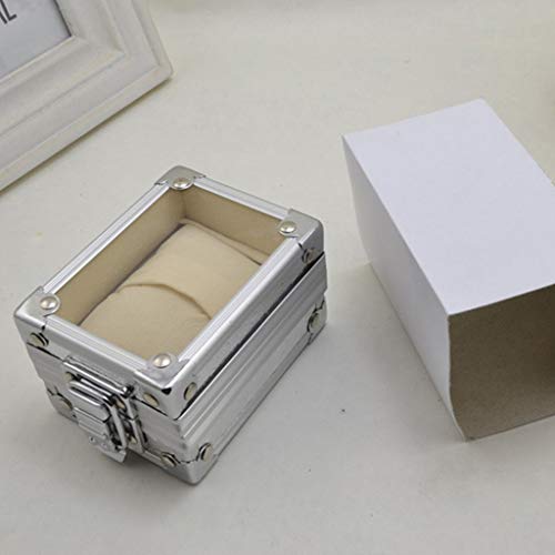 XJJZS Caja de contenedores de reloj de aluminio con bloqueo de joyería de bloqueo Estuche de almacenamiento en casa Organizador de almacenamiento de hogar