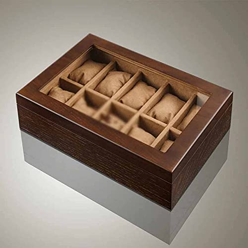 XJJZS Wood Watch Cajas de almacenamiento Caja con la ventana Pewter Chapa Mecánica Mostrar Pantalla Organizador Casos de regalo (Color : C)