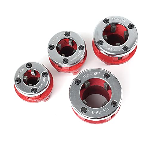 XPOtool Set roscadora de tubos terrajas de corte 4 cabezales Ø 20,96mm (½") - 41,91mm (1 ¼") BSPT