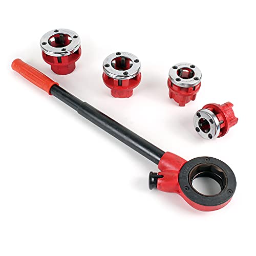 XPOtool Set roscadora de tubos terrajas de corte 4 cabezales Ø 20,96mm (½") - 41,91mm (1 ¼") BSPT