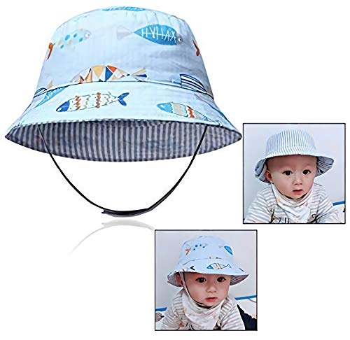 Xrten Sombrero de Sol de algodón para bebés 12-18 Meses, Doble Cara Disponibles
