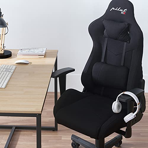 XTR Pilot, Silla Gaming, Sillon de Oficina o Despacho, Estudio o Escritorio, Acabado en Tejido Deportivo Negro, Medidas: 70 cm (Ancho) x 70 cm (Fondo) x 124-134 cm (Alto)