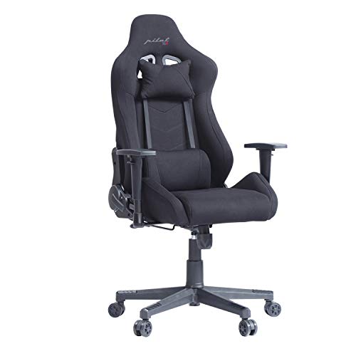 XTR Pilot, Silla Gaming, Sillon de Oficina o Despacho, Estudio o Escritorio, Acabado en Tejido Deportivo Negro, Medidas: 70 cm (Ancho) x 70 cm (Fondo) x 124-134 cm (Alto)