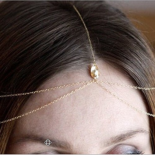 Yean Cadena para la cabeza con colgante de diamantes de imitación, accesorios para el pelo para mujeres y niñas
