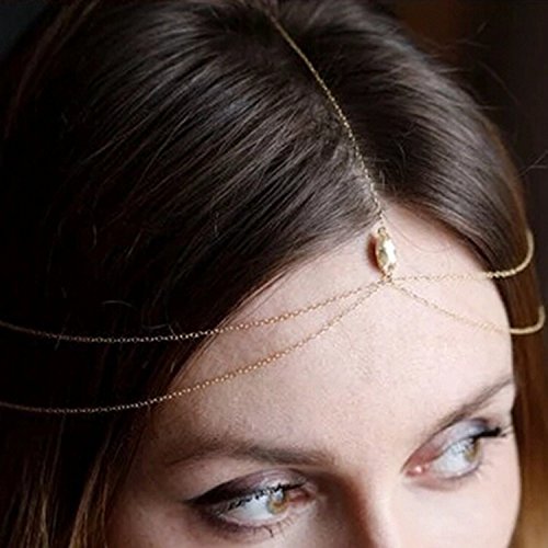 Yean Cadena para la cabeza con colgante de diamantes de imitación, accesorios para el pelo para mujeres y niñas