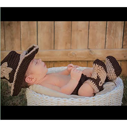 Yedaoiu Bebé recién Nacido Ropa de Mujer Moda Muchacha Trajes Fotografías Prórdiciones Cowboy Sombrero Pantalones Cortos Botas para la Fiesta de cumpleaños Fiesta de Vacaciones Bautismo Regalo,Marrón