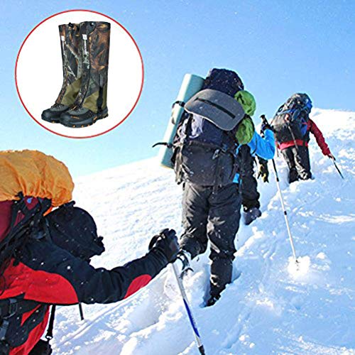 Yeglg Polainas de pierna impermeables para hombres, polainas para botas de nieve antidesgarros, tela de nailon 900D, transpirables, para senderismo, caza, escalada (camuflaje y verde militar)
