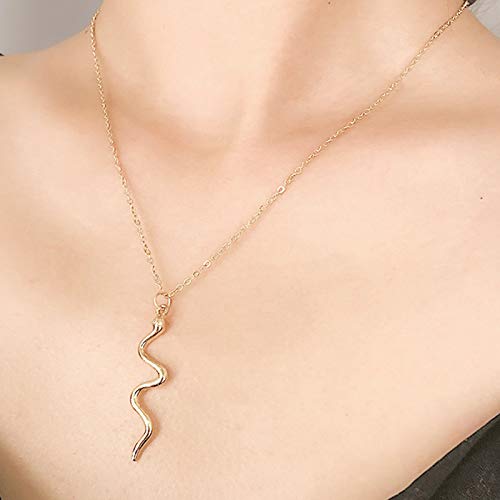 Yienate Collar de animales de moda Aleación de serpiente Colgante Cadena de clavícula Collar personalizado Accesorios de joyería para mujeres y niñas (Oro)