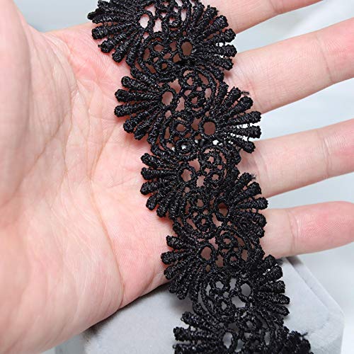 Yienate Gargantilla de encaje Collar con forma de festón hueco Tatuaje elástico Collar de encaje elástico Accesorios de joyería de moda para mujeres y niñas (Negro)