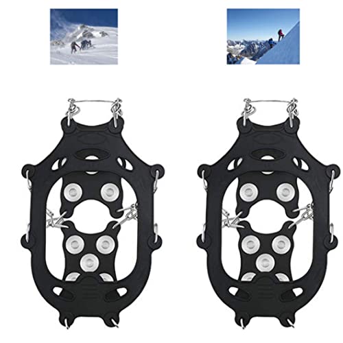 Yililay Pendientes de Hielo Grippers Trailos de tracción Caballo Snow Shoe Shoe Spikons Crampones con 12 Tachuelas de Acero Pendientes Prevenir Actividades al Aire Libre Black M