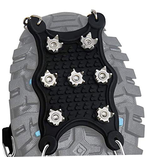 Yililay Pendientes de Hielo Grippers Trailos de tracción Caballo Snow Shoe Shoe Spikons Crampones con 12 Tachuelas de Acero Pendientes Prevenir Actividades al Aire Libre Black M