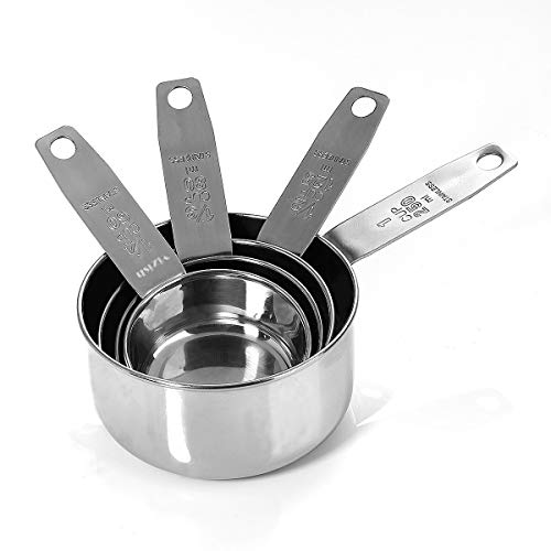 Yizish tazas de acero inoxidable de medición y cucharas con la regla de medición, tabla de conversión de la cocina conjunto de 10, para ingredientes secos y líquidos