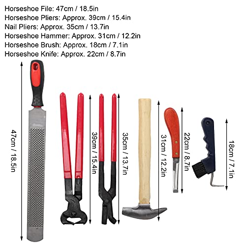 YJZO Farrier Nippers- Juego de 6 Piezas Herramienta de Recorte de Cascos de herrador de Caballos Profesional Herramienta de Recorte de Pinzas de Herradura de uñas