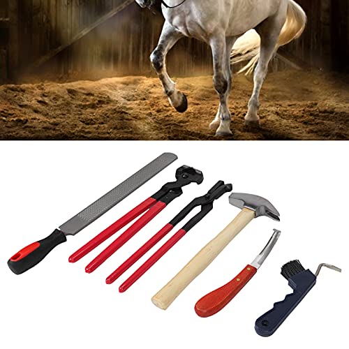 YJZO Farrier Nippers- Juego de 6 Piezas Herramienta de Recorte de Cascos de herrador de Caballos Profesional Herramienta de Recorte de Pinzas de Herradura de uñas